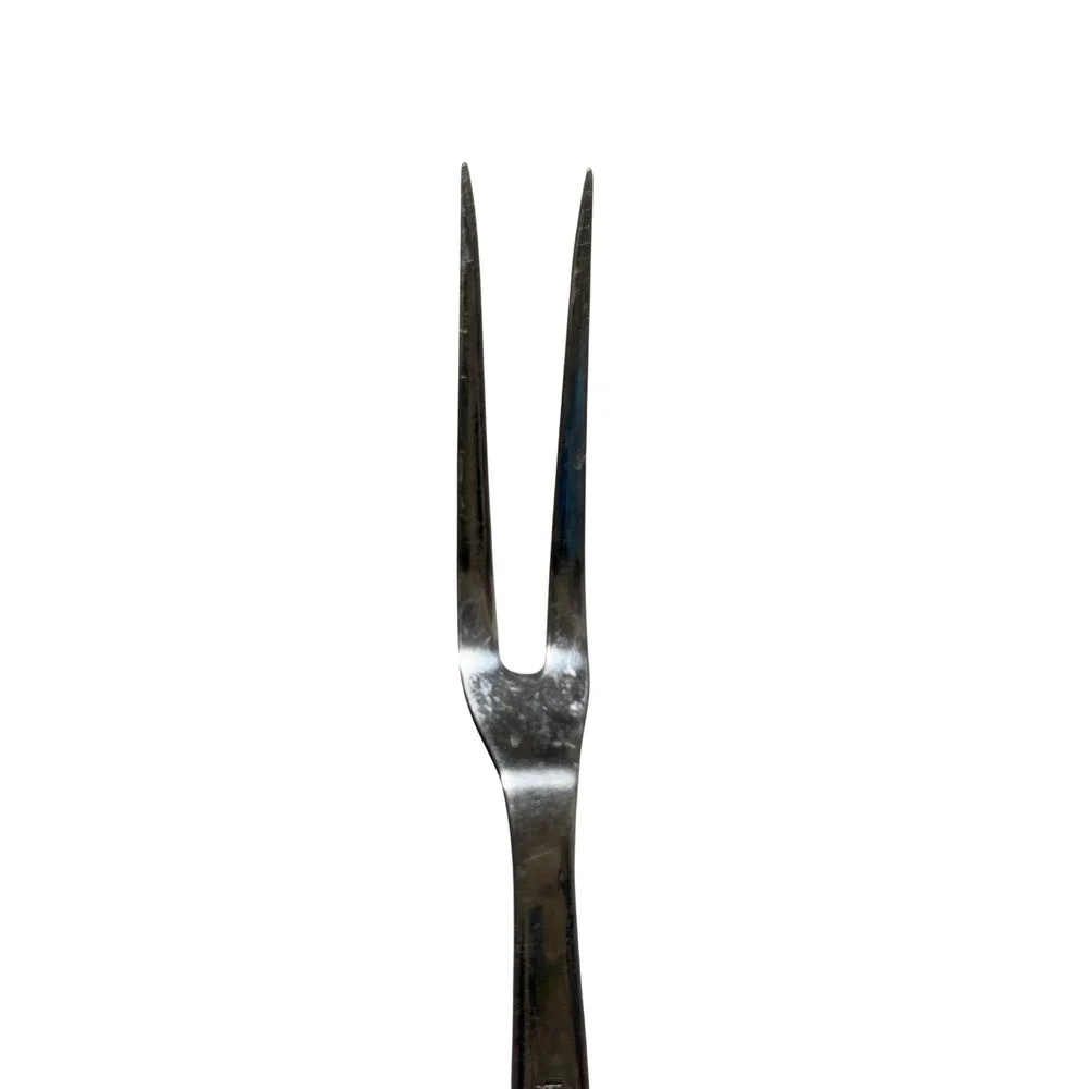 Vintage‎ Ekco Flint Stainless Steel Meat Carving Fork 2 Tine Black Handle USA